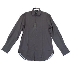 WRK Work Rest Karma Micro Spec Button Shirt 4 Way Stretch Flip Cuff Men 15 Black